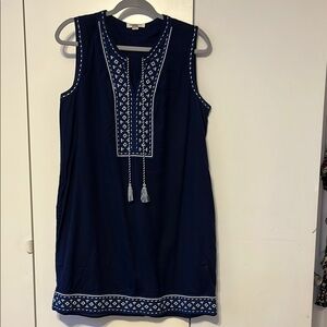 Navy Blue Embroidered Sleeveless Dress. Size L from Beachlunch lounge .